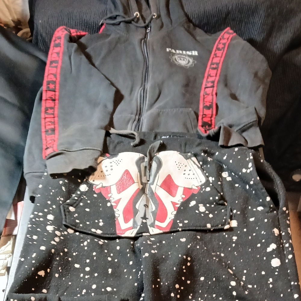 Frply Rise As 1ne Black Spotted Size L Sweat Pant/ Parish Nation Black Hoodie L